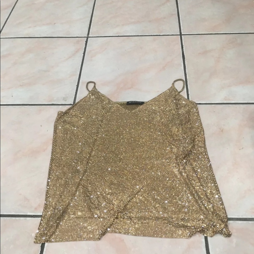 Metal mesh &Swarovski gold color amazing sparkle.